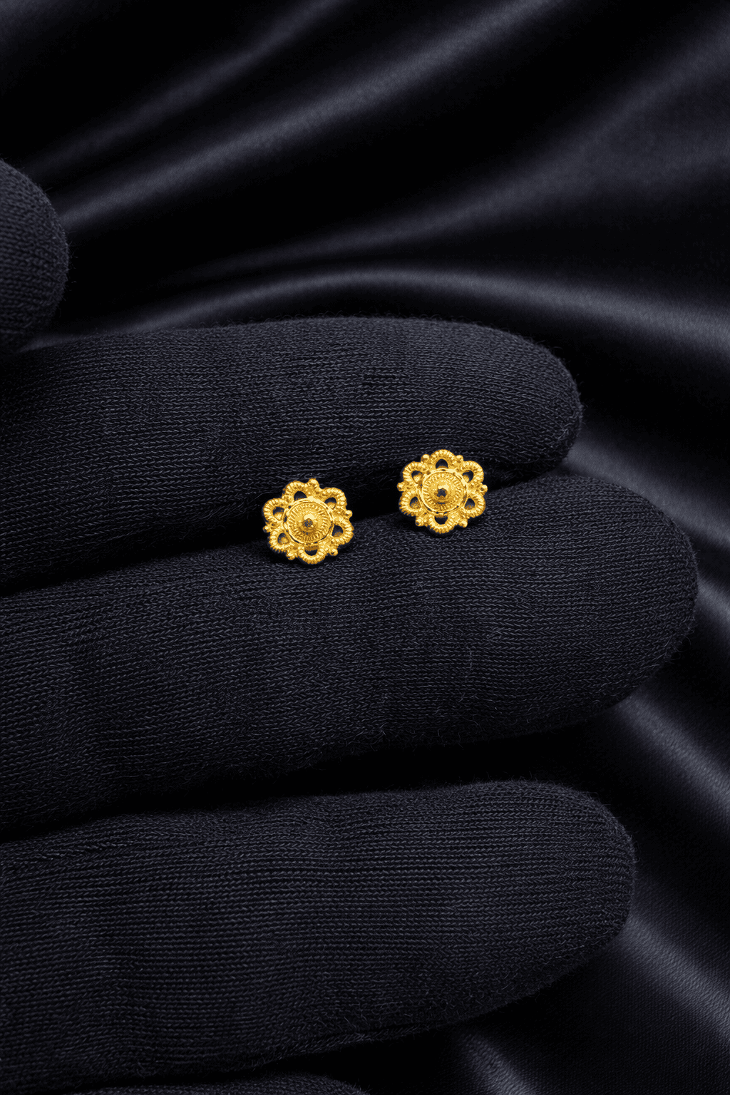 22K Classic Floral Stud Earrings